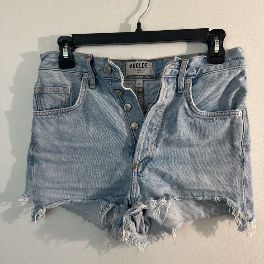 Agolde Distressed Light Blue Jean Shorts like new